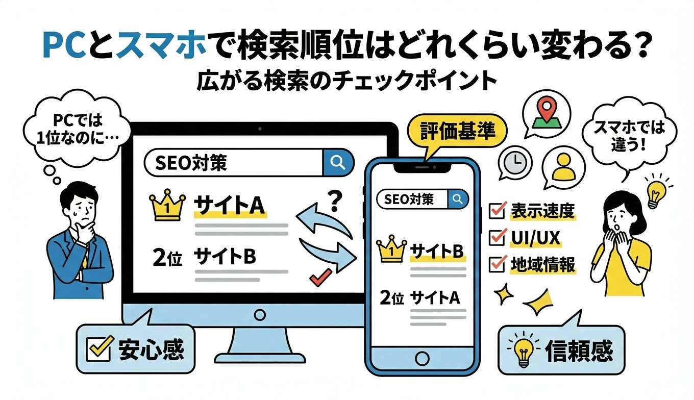PCとスマホの検索順位は変わる？差が出る5つの原因と改善チェック